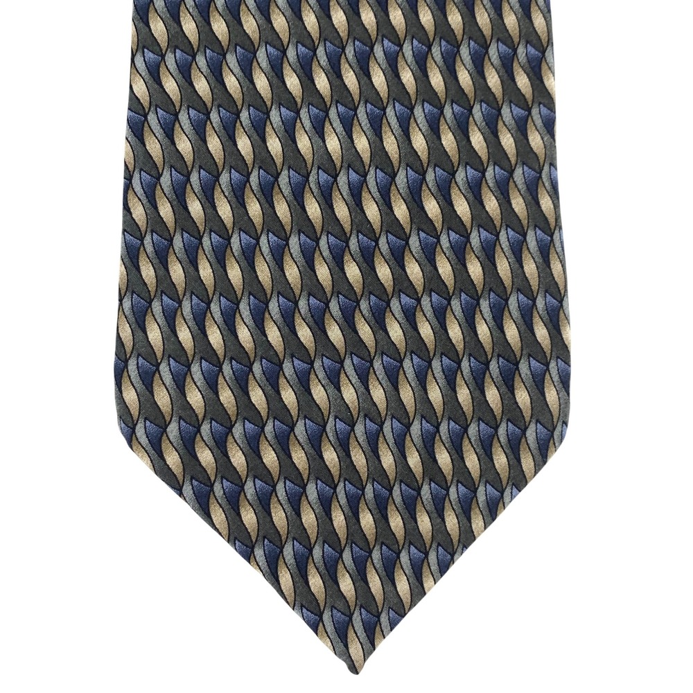 Jimmy Z Mens Tie Mark McGwire Collection Three Geometric Blue Gold Silk Blend